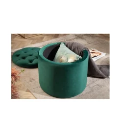 Invicta Interior Pufa FABIO II 50 Cm Aksamit szmaragdowa zieleń