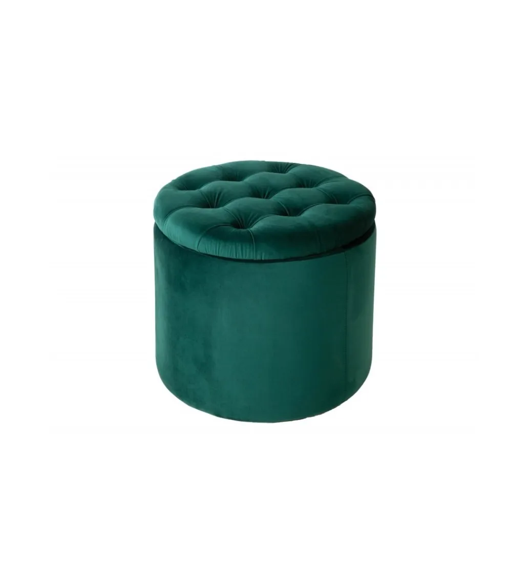 Invicta Interior Pufa FABIO II 50 Cm Aksamit szmaragdowa zieleń