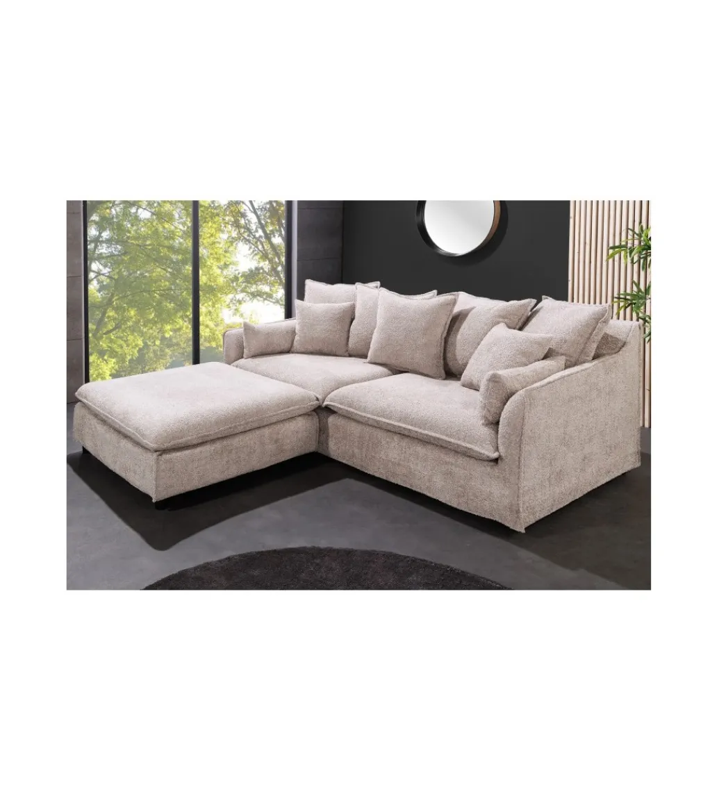 Invicta Interior Pufa HEAVENLY Heaven 100 cm Bouclé beżowa
