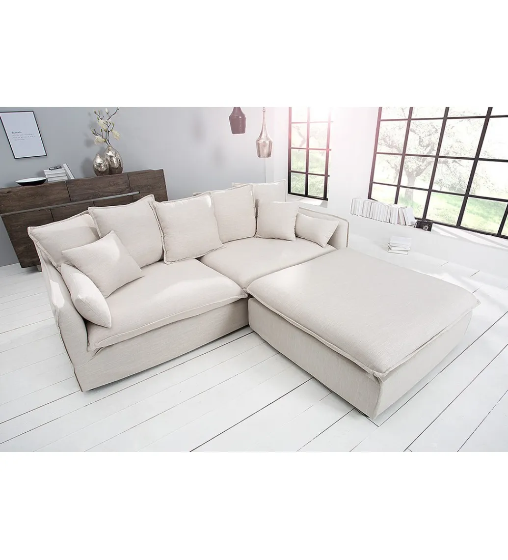 Invicta Interior Pufa HEAVENLY Heaven 100 cm naturalny len