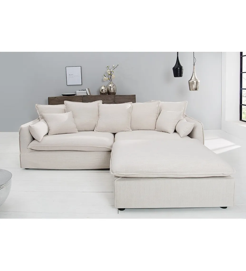 Invicta Interior Pufa HEAVENLY Heaven 100 cm naturalny len