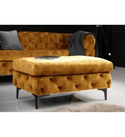 Invicta Interior Pufa MODERN BAROCK 90 cm aksamitny musztardowo żółty