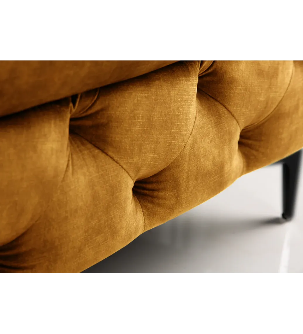 Invicta Interior Pufa MODERN BAROCK 90 cm aksamitny musztardowo żółty