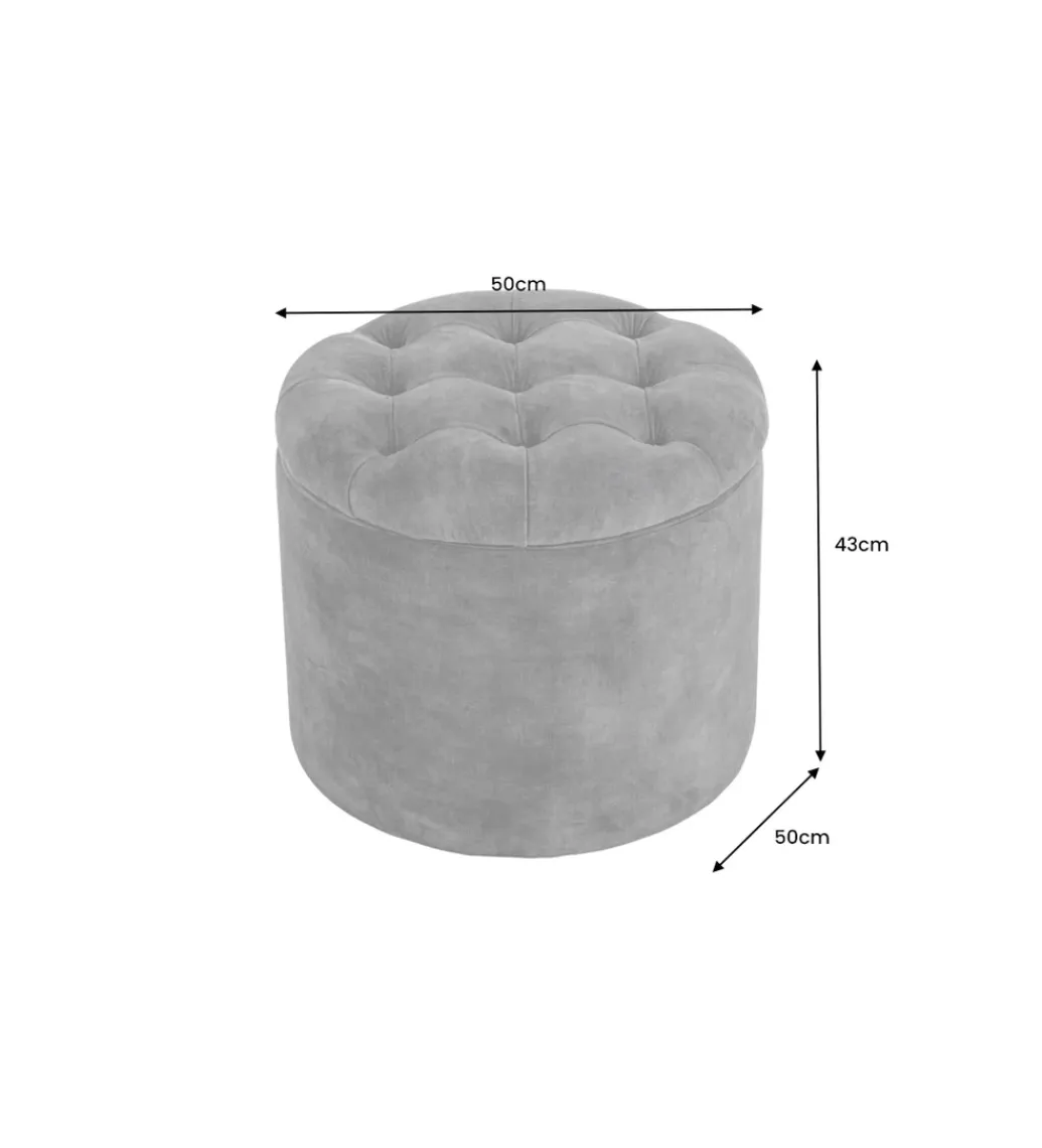 Invicta Interior - przedsprzedaż Pufa MODERN BAROCK STORAGE 50 cm welur szary