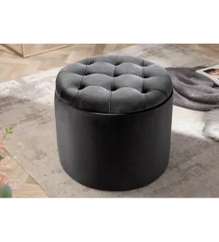 Invicta Interior - przedsprzedaż Pufa MODERN BAROCK STORAGE 50 cm welur szary