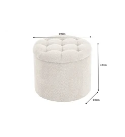 Invicta Interior Pufa MODERN BAROCK STORAGE 50 cm bouclé kolor szampański