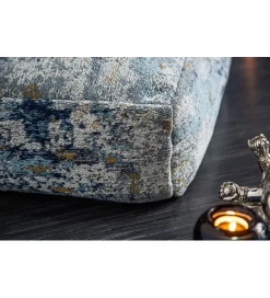 Invicta Interior Pufa na podłogę Cabernet Sauvignon 70 cm niebiesko beżowa