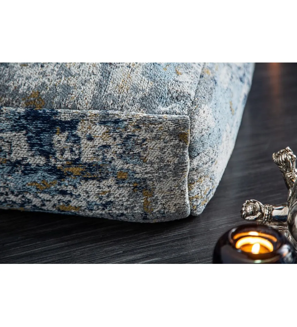 Invicta Interior Pufa na podłogę Cabernet Sauvignon 70 cm niebiesko beżowa