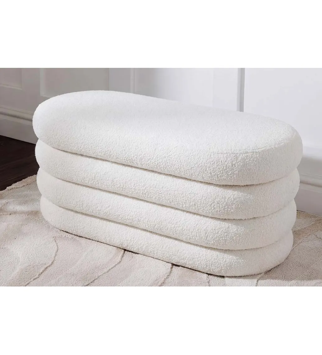 Invicta Interior Pufa VOGUE 85 cm z schowkiem boucle białe