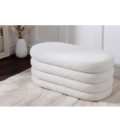 Invicta Interior Pufa VOGUE 85 cm z schowkiem boucle białe