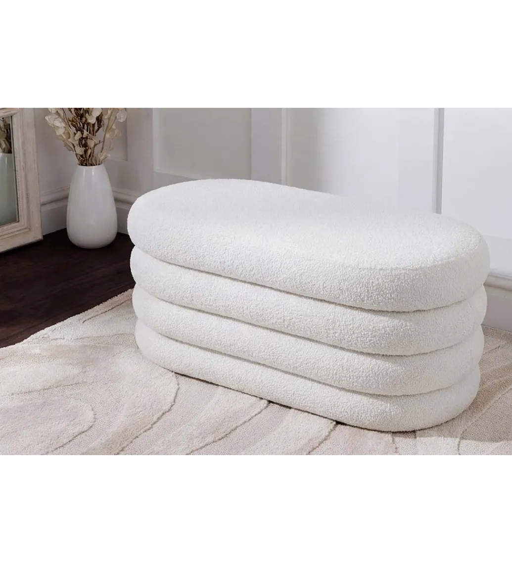 Invicta Interior Pufa VOGUE 85 cm z schowkiem boucle białe