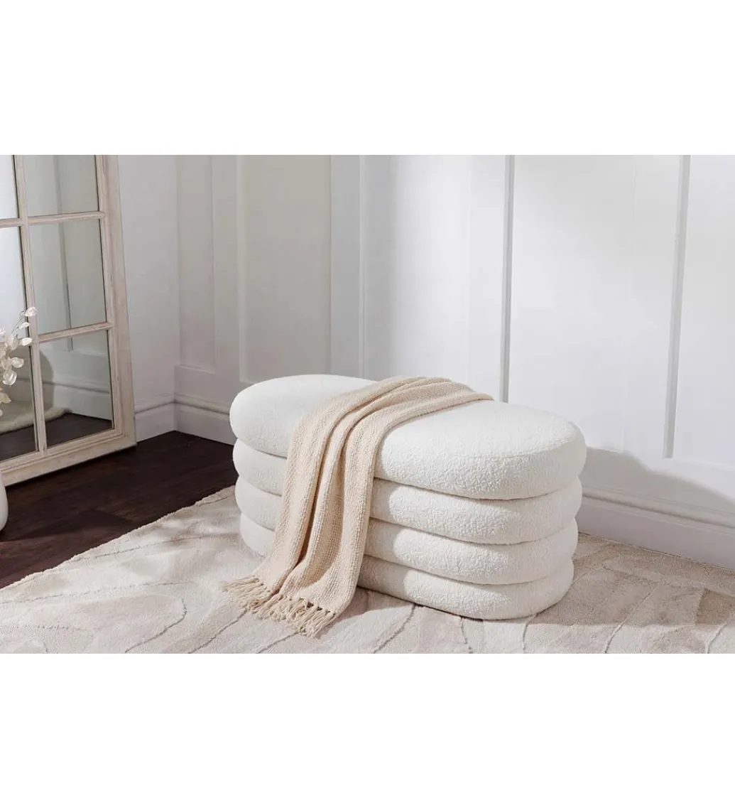 Invicta Interior Pufa VOGUE 85 cm z schowkiem boucle białe