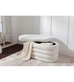 Invicta Interior Pufa VOGUE 85 cm z schowkiem boucle białe