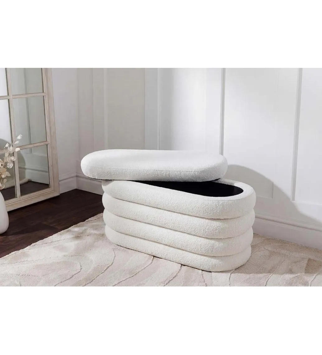 Invicta Interior Pufa VOGUE 85 cm z schowkiem boucle białe