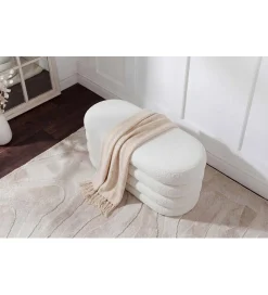 Invicta Interior Pufa VOGUE 85 cm z schowkiem boucle białe