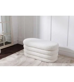 Invicta Interior Pufa VOGUE 85 cm z schowkiem boucle białe