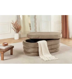Invicta Interior Pufa VOGUE 85 cm z schowkiem welwet champagne