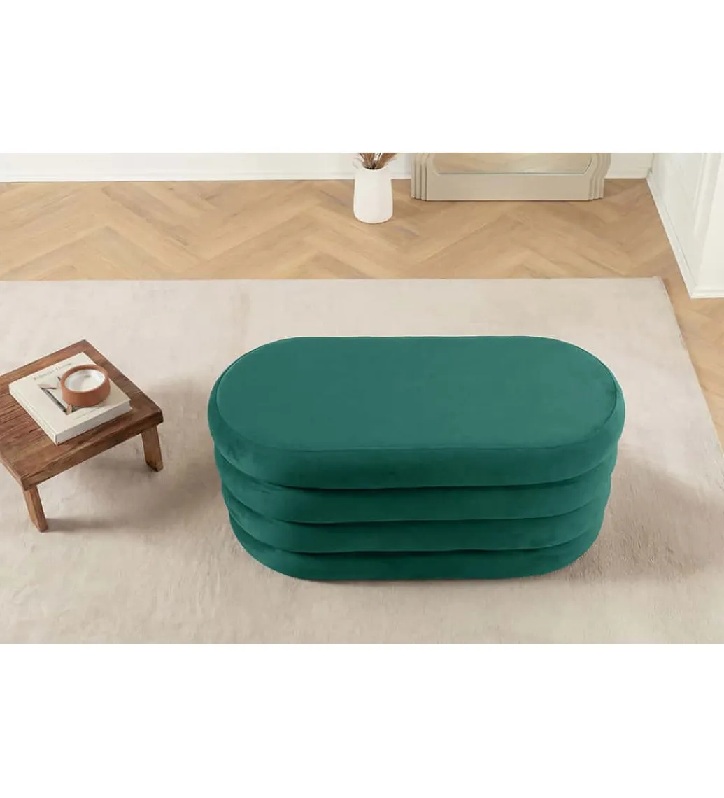Invicta Interior Pufa VOGUE 85 cm z schowkiem welwet zielony