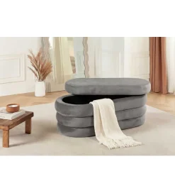 Invicta Interior Pufa VOGUE 85 cm z schowkiem welwet szara