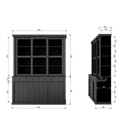 WOOOD Regał LAGOS 214 cm drewno sosny czarny
