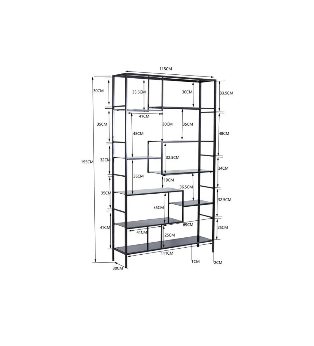 KARE Regał metalowy Loft 195 cm x 115 cm czarny