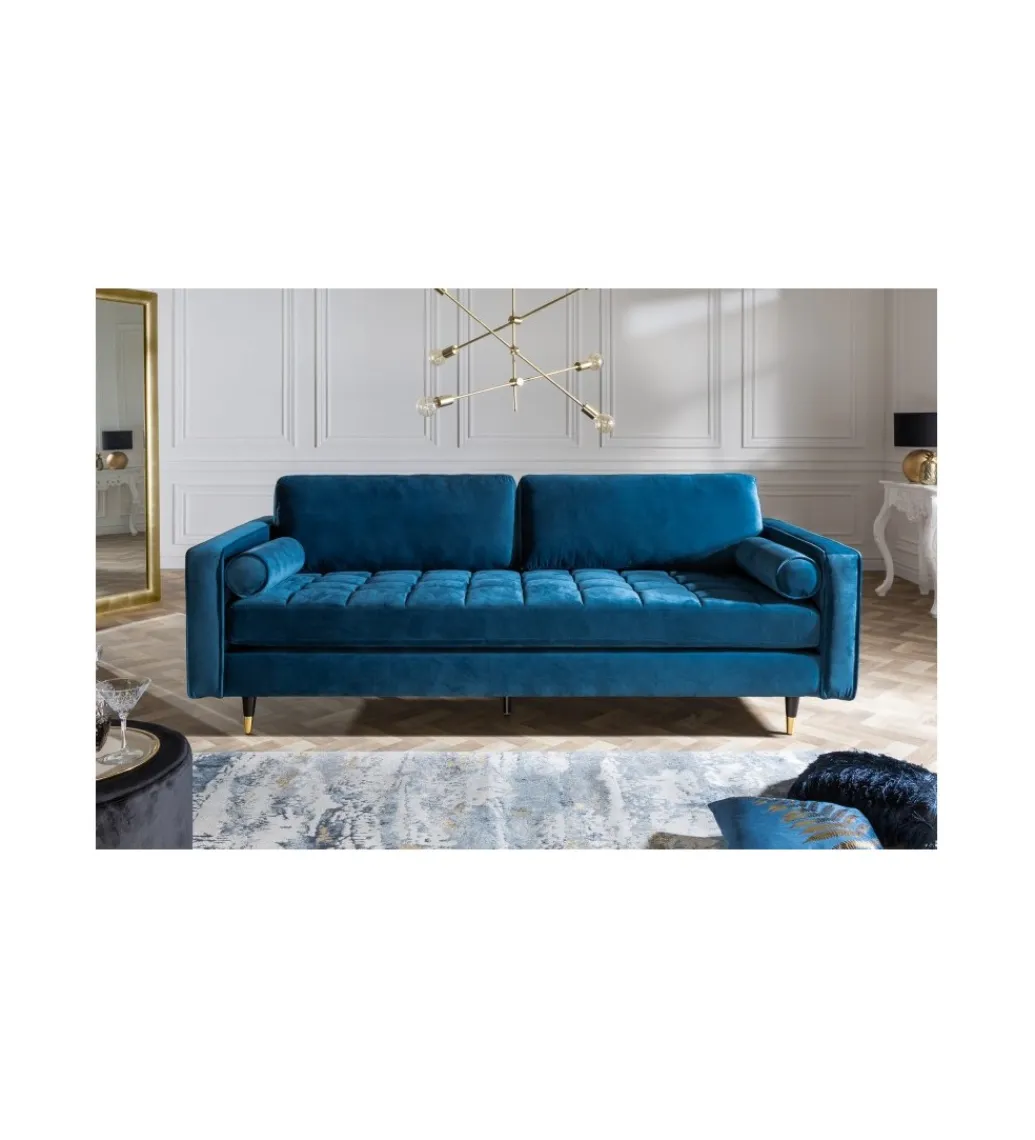 Invicta Interior Sofa CANIS velvet 220 cm aqua velvet