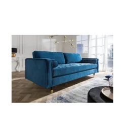Invicta Interior Sofa CANIS velvet 220 cm aqua velvet