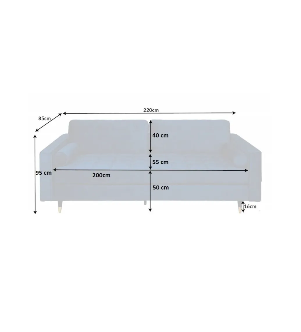 Invicta Interior Sofa CANIS velvet 220 cm aqua velvet