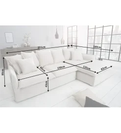 Invicta Interior Sofa Narożna HEAVENLY Heaven 255 Cm naturalny len