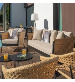 Zona-Design Sofa ogrodowa NIVA 171 cm naturalna czarna