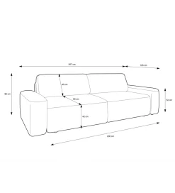 Zona-Design.pl Sofa PULIA 238 cm z funkcją spania z pojemnikiem na pościel