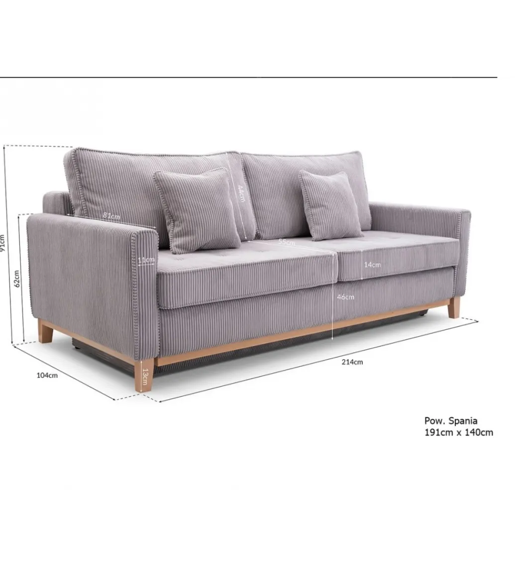 Kmeble Sofa rozkładana DANILO 214 cm z funkcją spania
