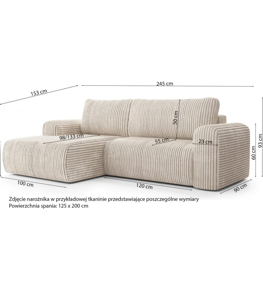 ZDDESIGN Sofa rozkładana KIOTO 245 cm z funkcją spania