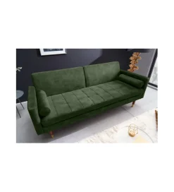 Invicta Interior - przedsprzedaż Sofa rozkładana MANILLA 196 cm ciemnozielona