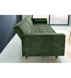 Invicta Interior - przedsprzedaż Sofa rozkładana MANILLA 196 cm ciemnozielona