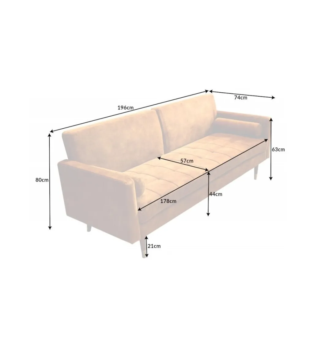 Invicta Interior - przedsprzedaż Sofa rozkładana MANILLA 196 cm musztardowo-żółta