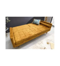 Invicta Interior - przedsprzedaż Sofa rozkładana MANILLA 196 cm musztardowo-żółta