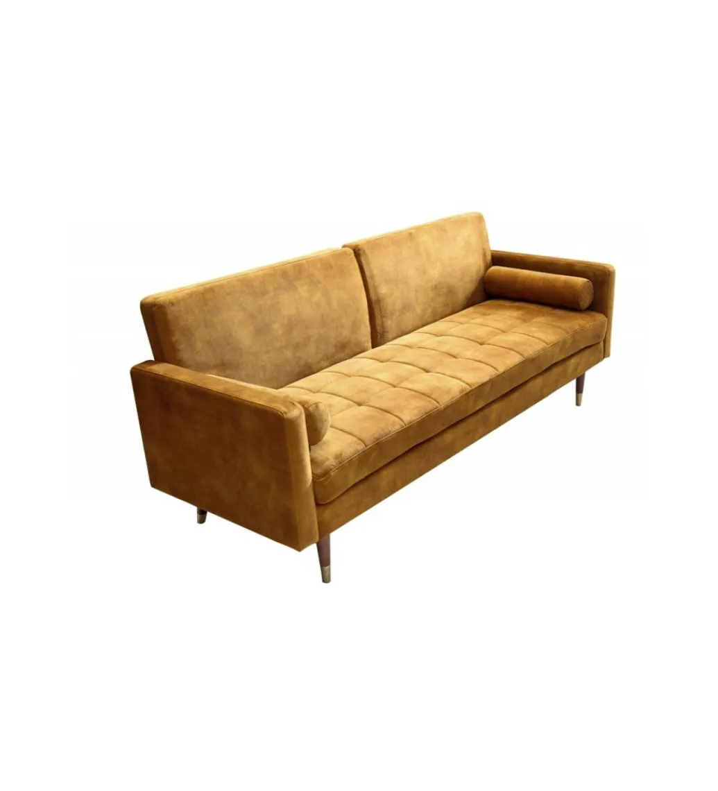 Invicta Interior - przedsprzedaż Sofa rozkładana MANILLA 196 cm musztardowo-żółta