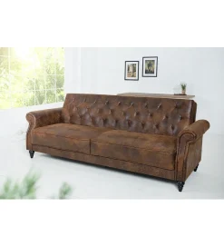 Invicta Interior Sofa rozkładana RAYAN 220 cm antyczny brąz