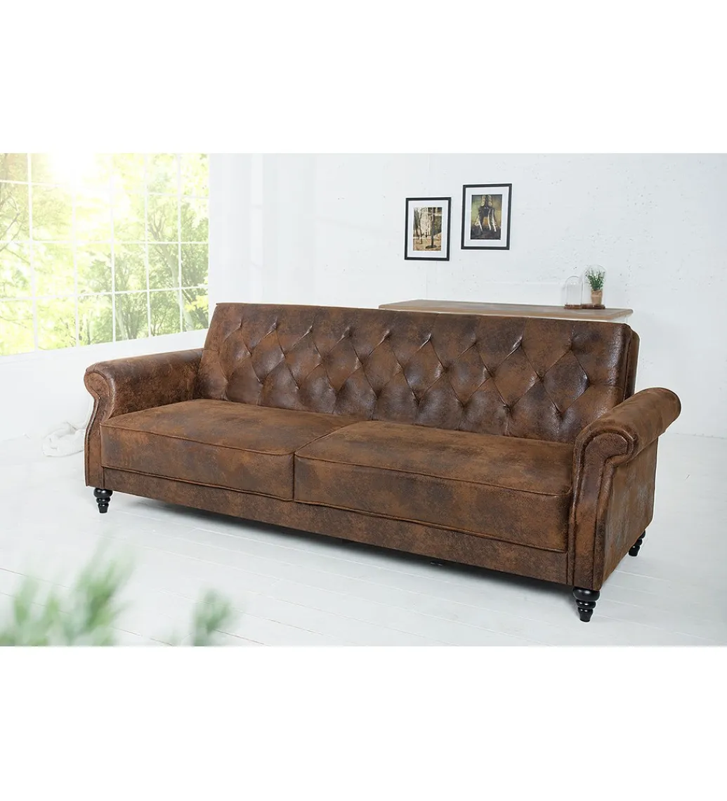 Invicta Interior Sofa rozkładana RAYAN 220 cm antyczny brąz