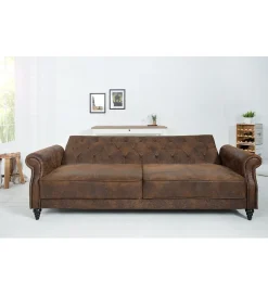 Invicta Interior Sofa rozkładana RAYAN 220 cm antyczny brąz