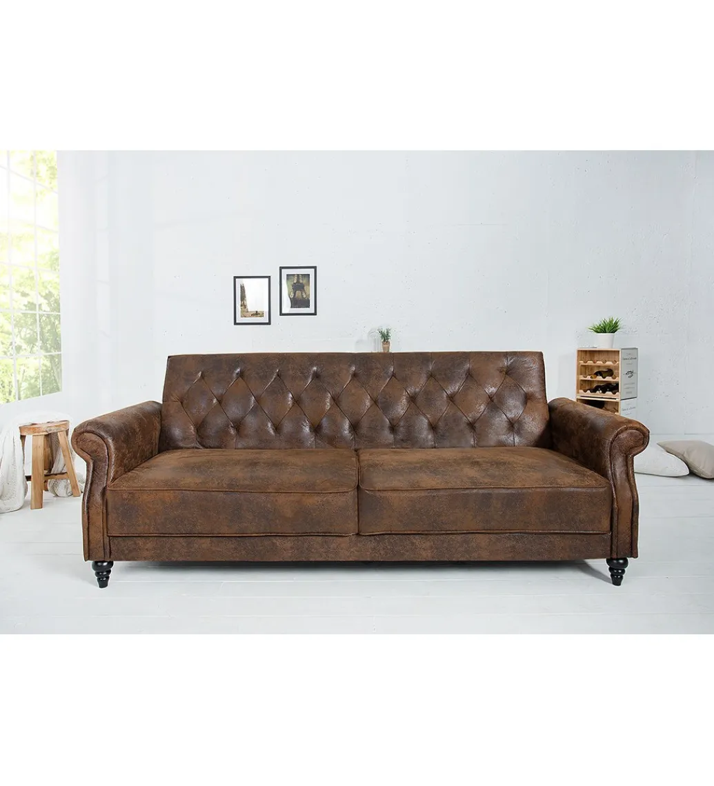 Invicta Interior Sofa rozkładana RAYAN 220 cm antyczny brąz