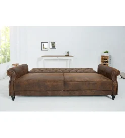 Invicta Interior Sofa rozkładana RAYAN 220 cm antyczny brąz