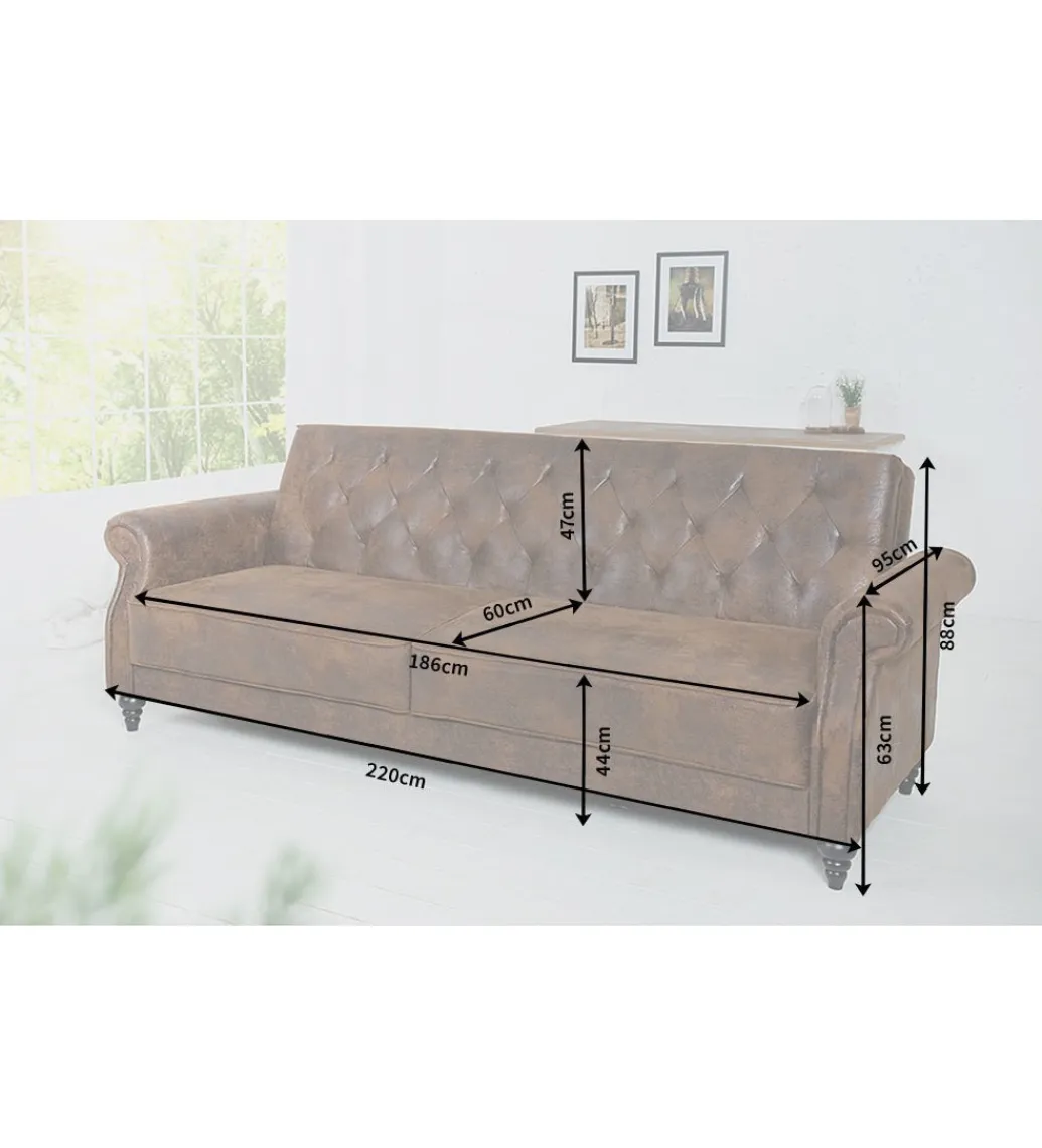 Invicta Interior Sofa rozkładana RAYAN 220 cm antyczny brąz