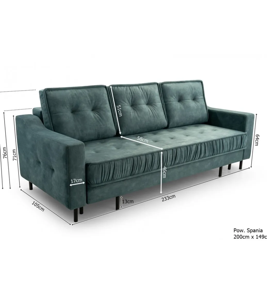 Kmeble Sofa rozkładana SAMANTA 233 cm z funkcją spania