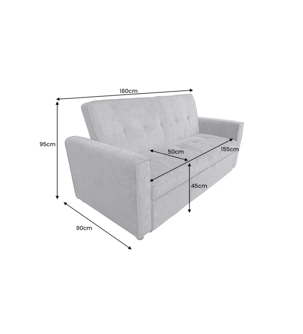 Invicta Interior - przedsprzedaż Sofa z funkcją spania SMART 180 cm cord szary