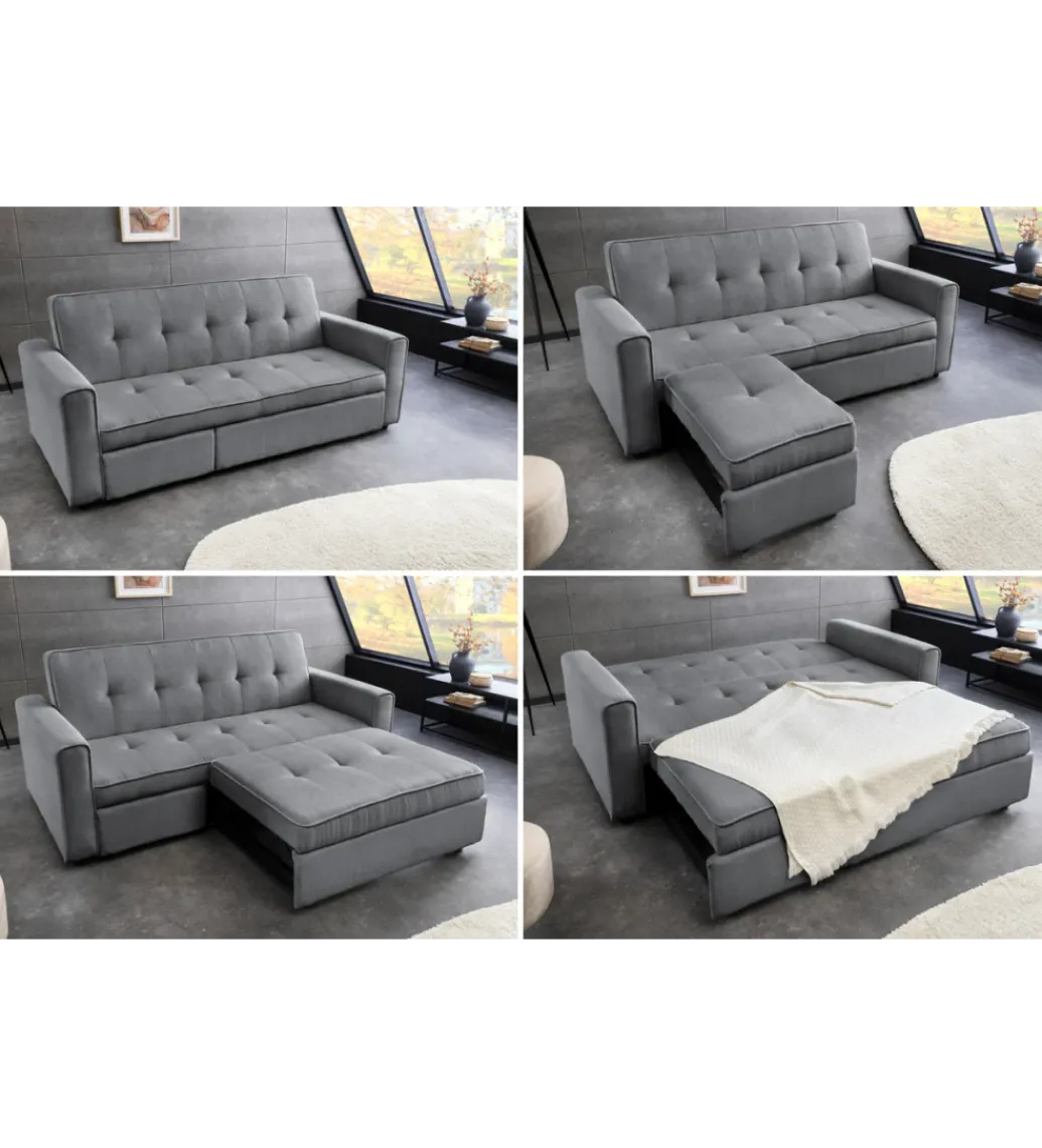 Invicta Interior - przedsprzedaż Sofa z funkcją spania SMART 180 cm cord szary