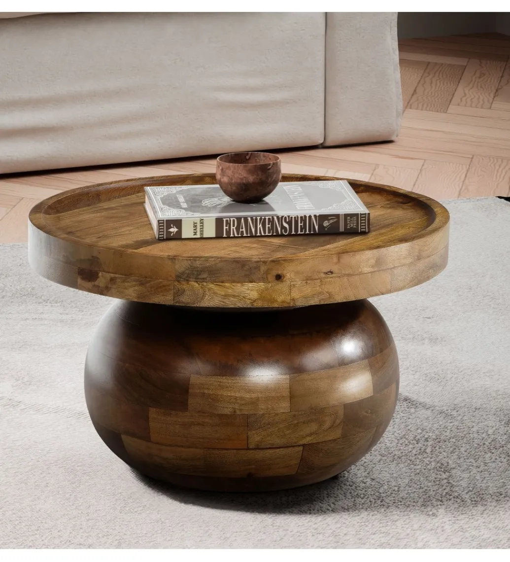 WOHNLING, GERMANY Solik kawowy BRENDA 50 cm drewno mango