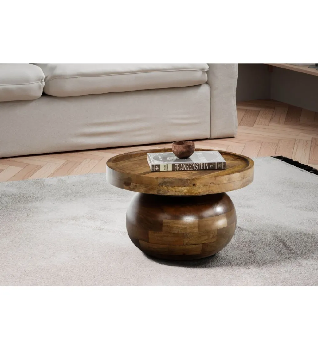 WOHNLING, GERMANY Solik kawowy BRENDA 50 cm drewno mango