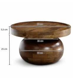 WOHNLING, GERMANY Solik kawowy BRENDA 50 cm drewno mango